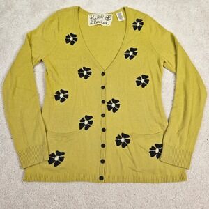 Anthropologie Field Flower by Wendi Reed Cardigan Size M Floral Intarsia‎ Angora